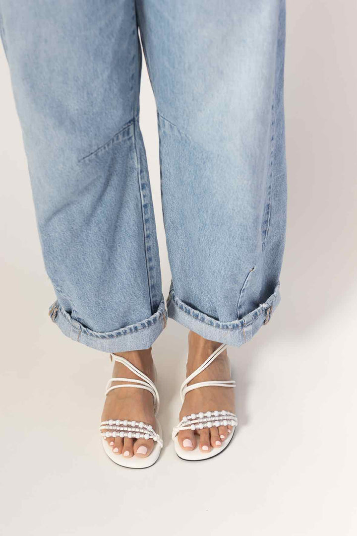 Miss Left Shoe Size 8 Beaded Tie up Sandals