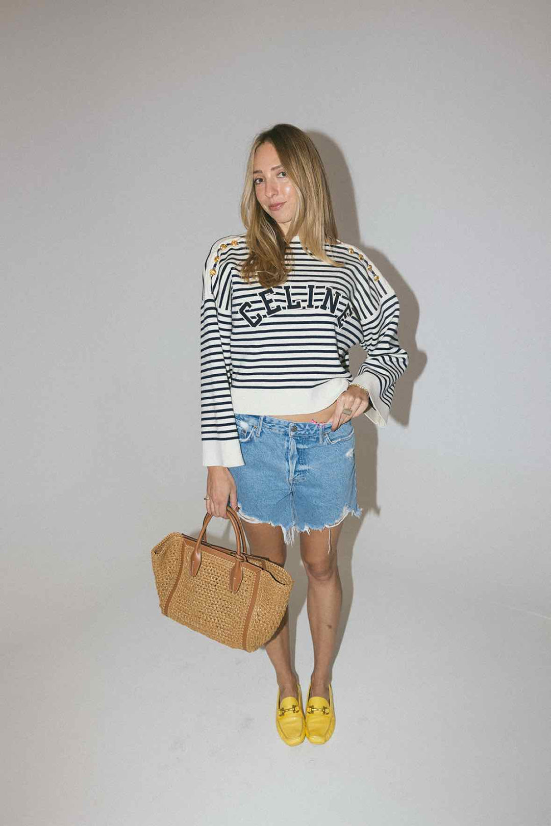 Celine Size M Striped Sweater w Wide Sleeves