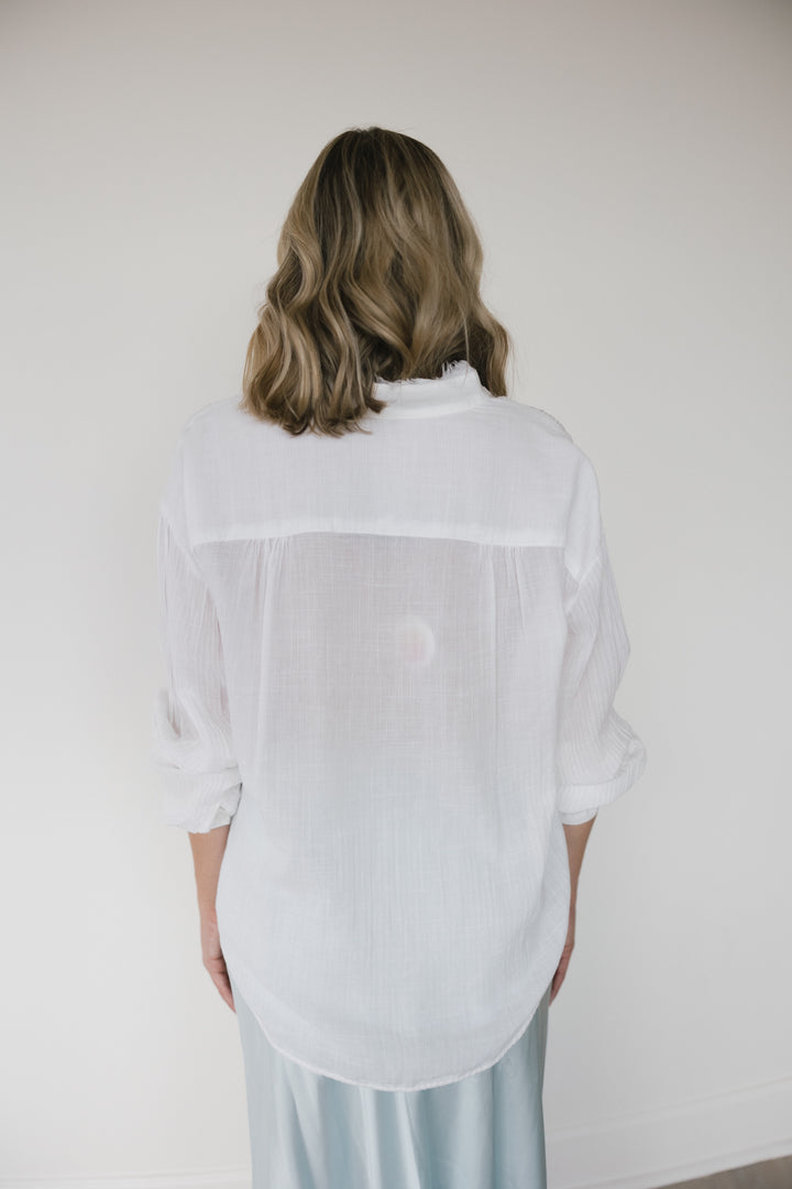 Raquel Allegra Gauzy Frayed Top