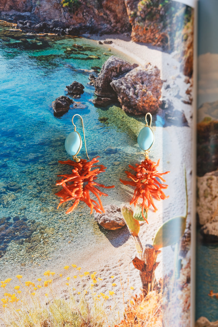 Fresh Coral and Turquoise Statement Earring