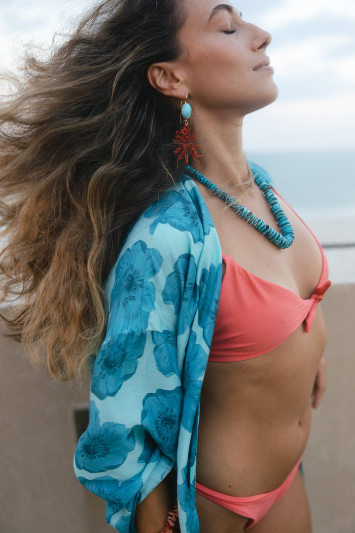 Fresh Coral and Turquoise Statement Earring