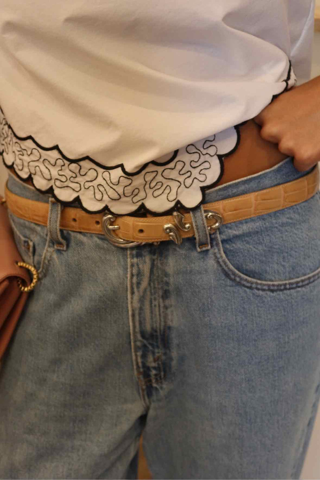 Cold Water Creek Size Large Nude Snake Skin Belt