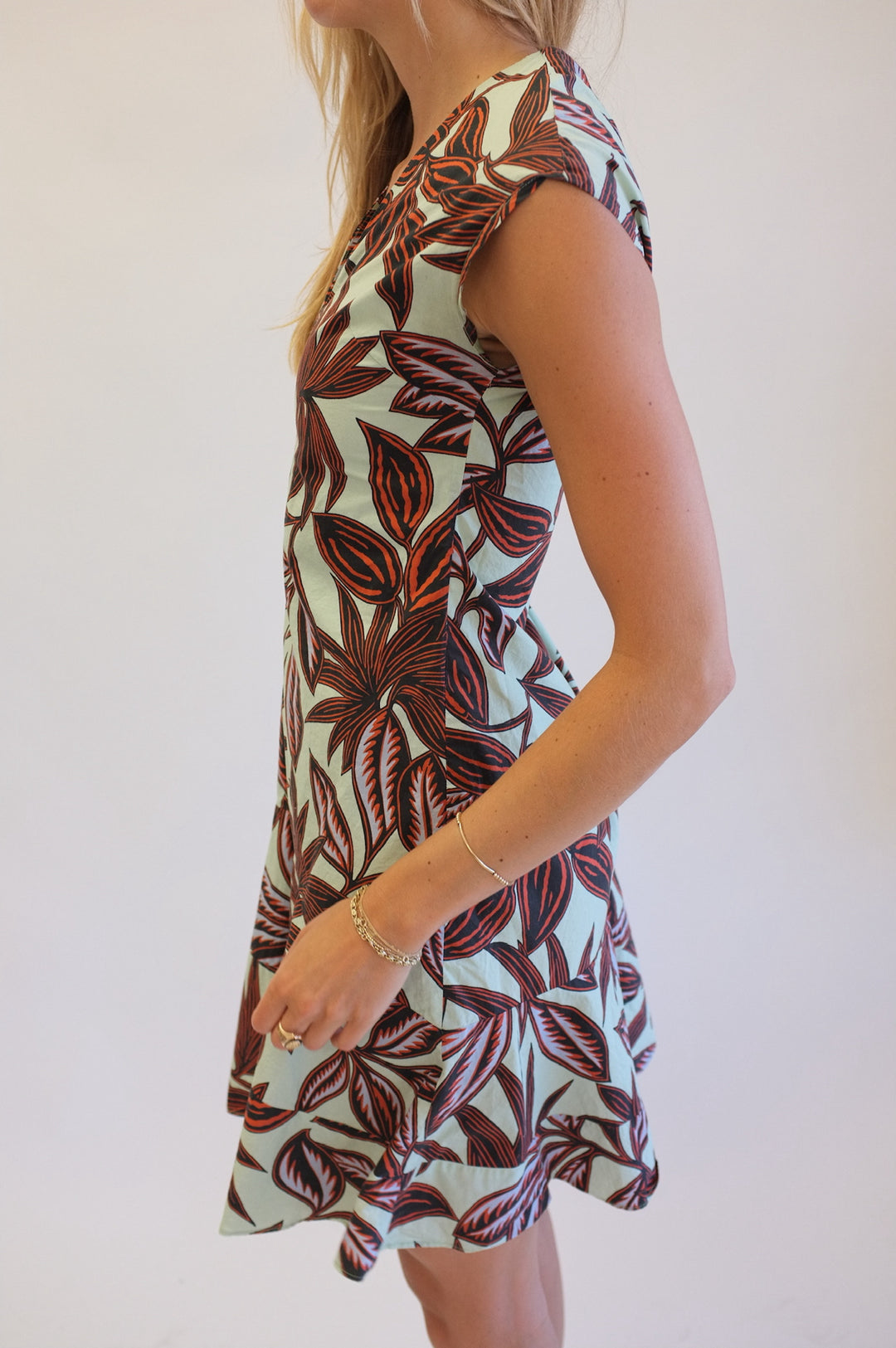 Etro Size 40 Aqua and Brown Print Mini Dress