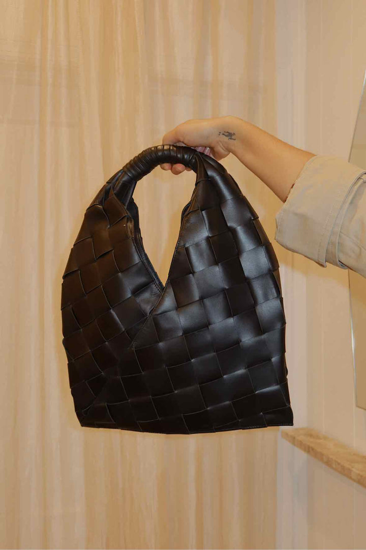 Cleobella Size Medium Black Woven Structured Purse