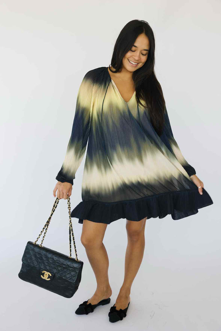 Simkhai Size 6 Pleated L/s Mini Dress