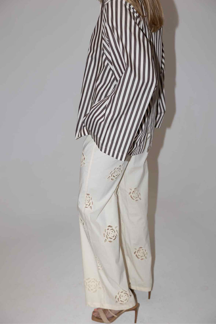 Faithfull Size 8 Striped Collard Top