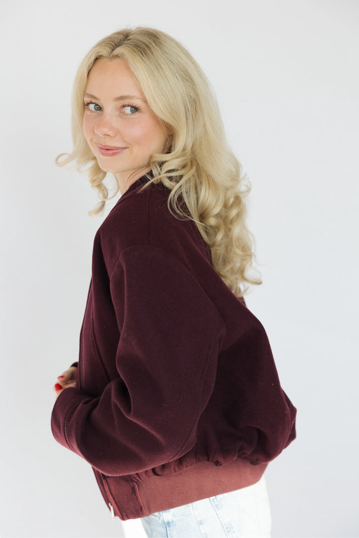 Mango Size Small Burgundy Bomber Jacket