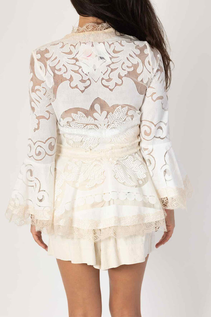 Alexis Size XS Cream Lace Detail Whimsical Top