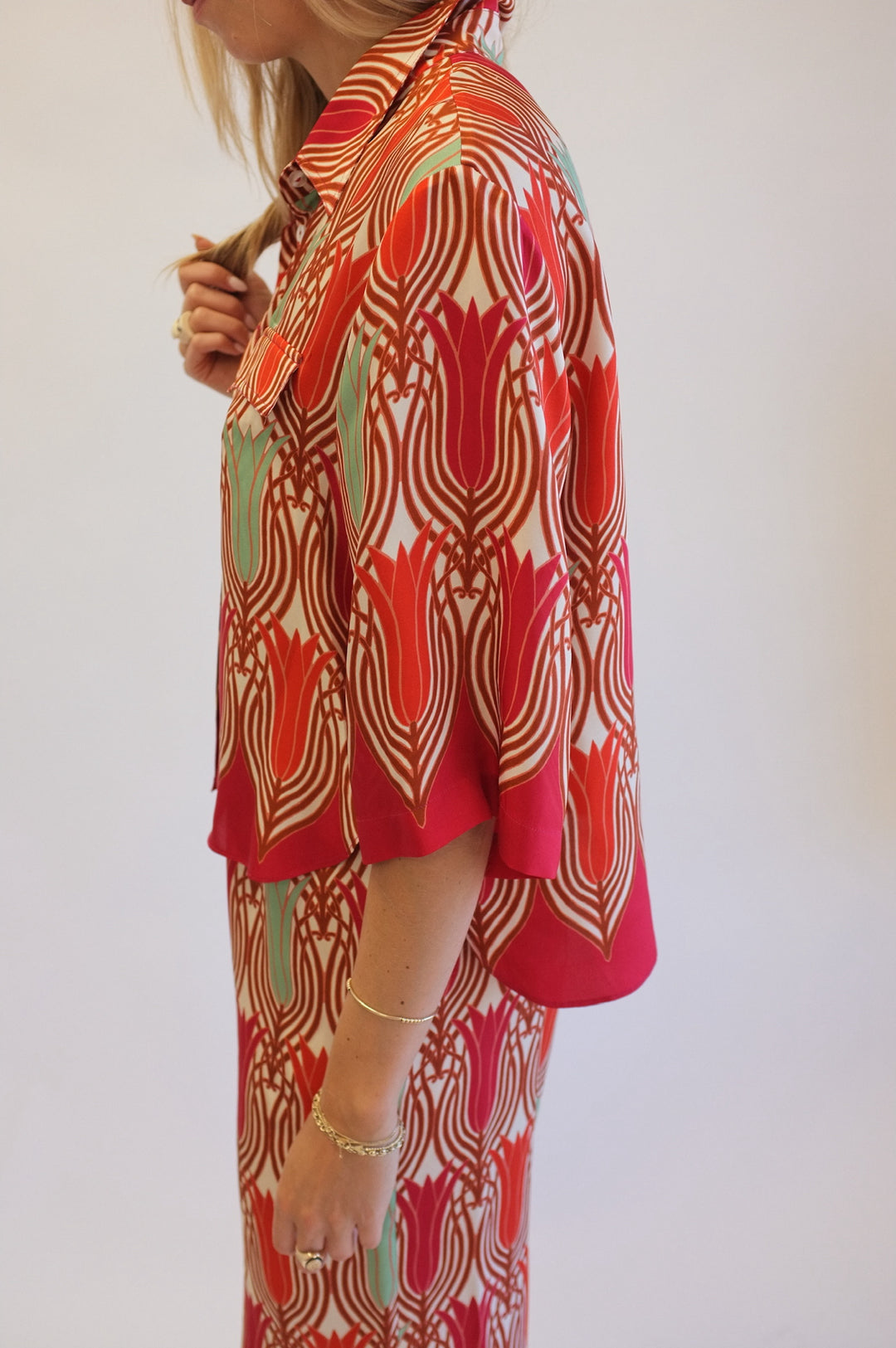Cara Cara Size XS Pink Printed Short Sleeve Top