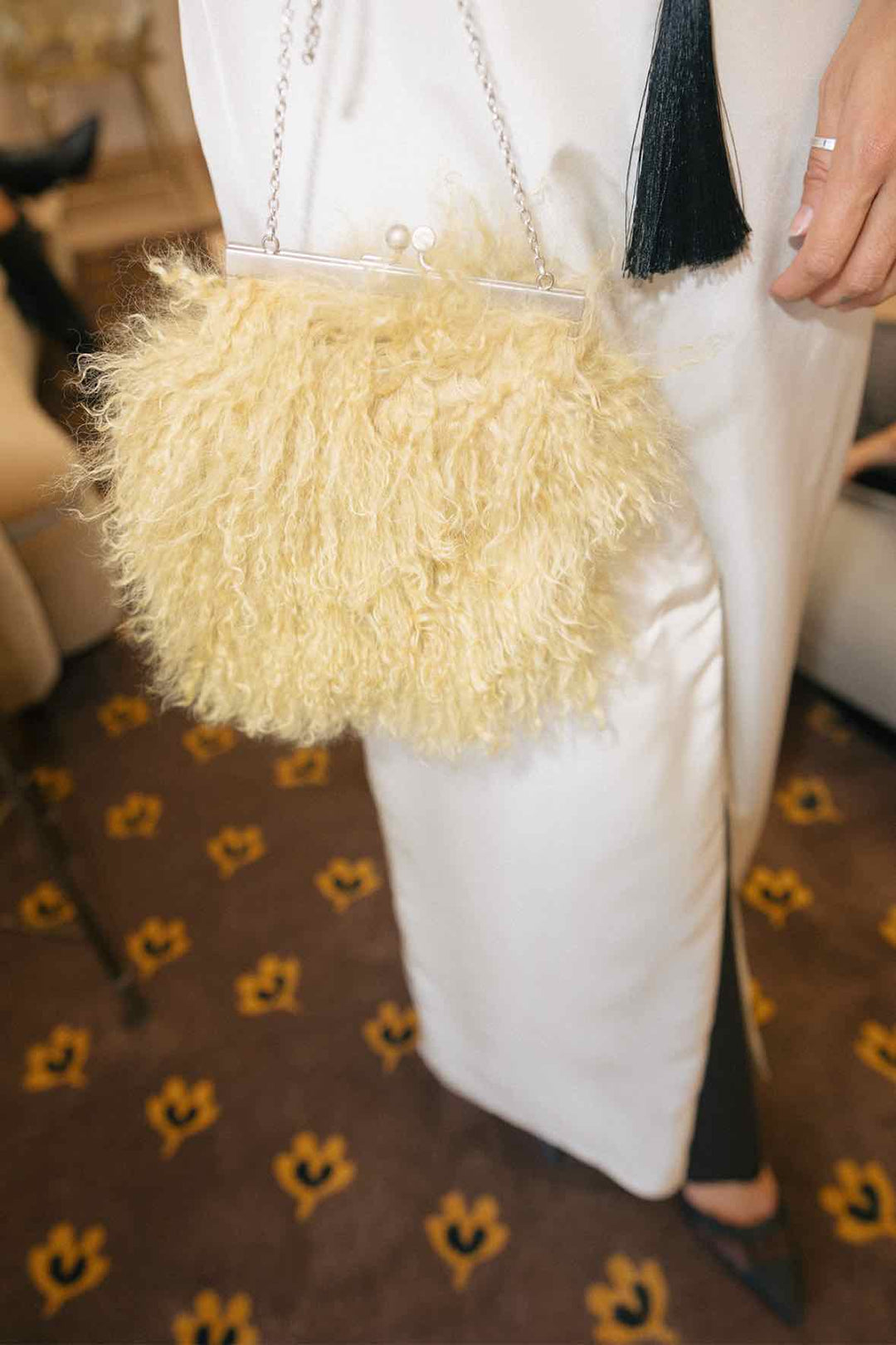 Marni Shearling Frame Clutch