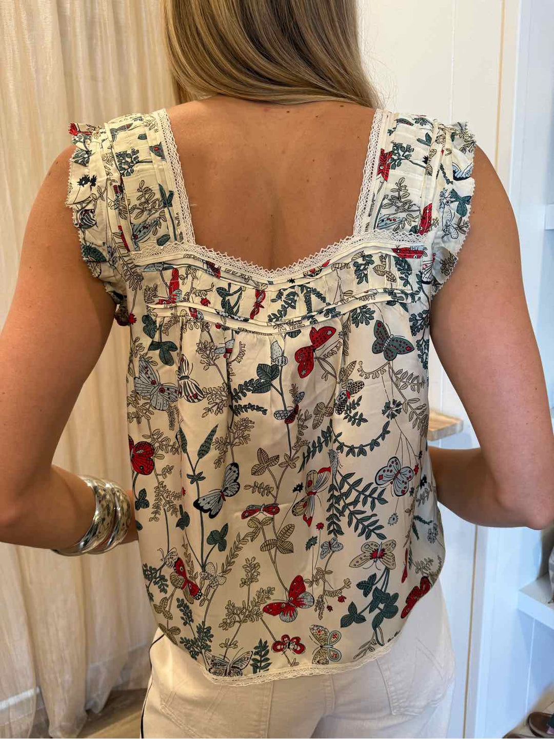 The Great Size 1 Ivory Butterfly Print Tank Top