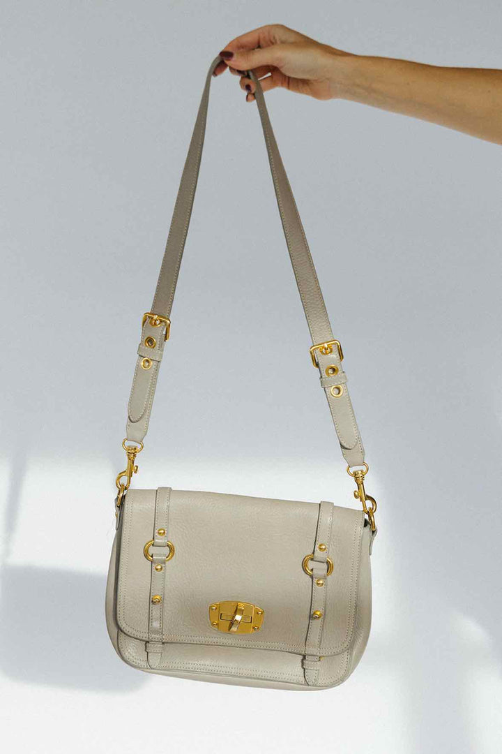 Miu Miu Cervo Pattina Sling Satchel Purse in Grey