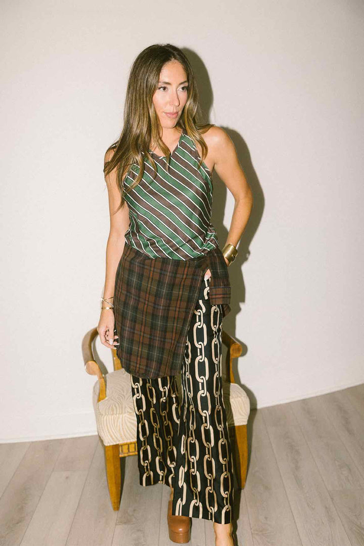 Raquel Allegra Size 0 Striped Racer Tank Top
