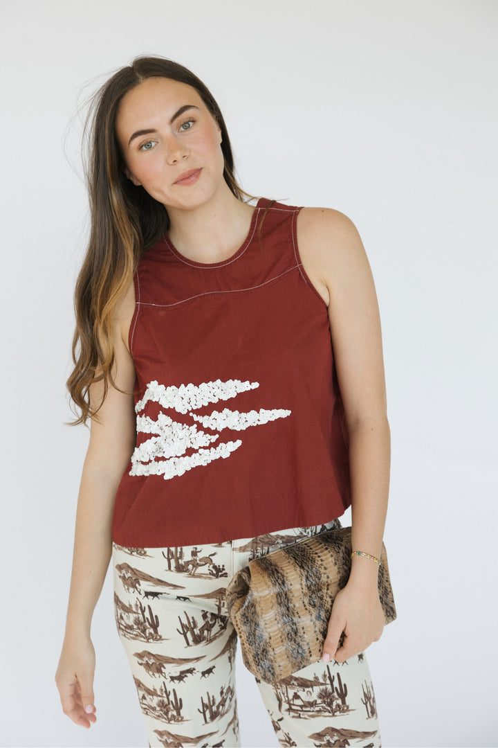 Ganni Size 36 Burgundy Top