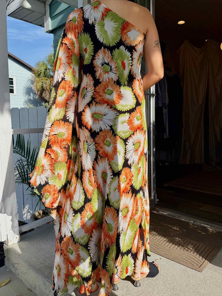 Zara Size M One Shoulder Chiffon Maxi Dress
