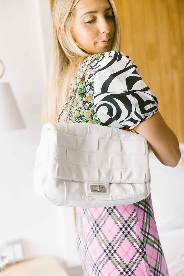 Chanel Size Medium White Purse