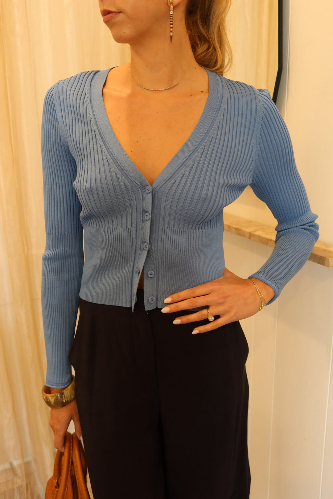 Simkhai Size M Ribbed Cardigan/ Top