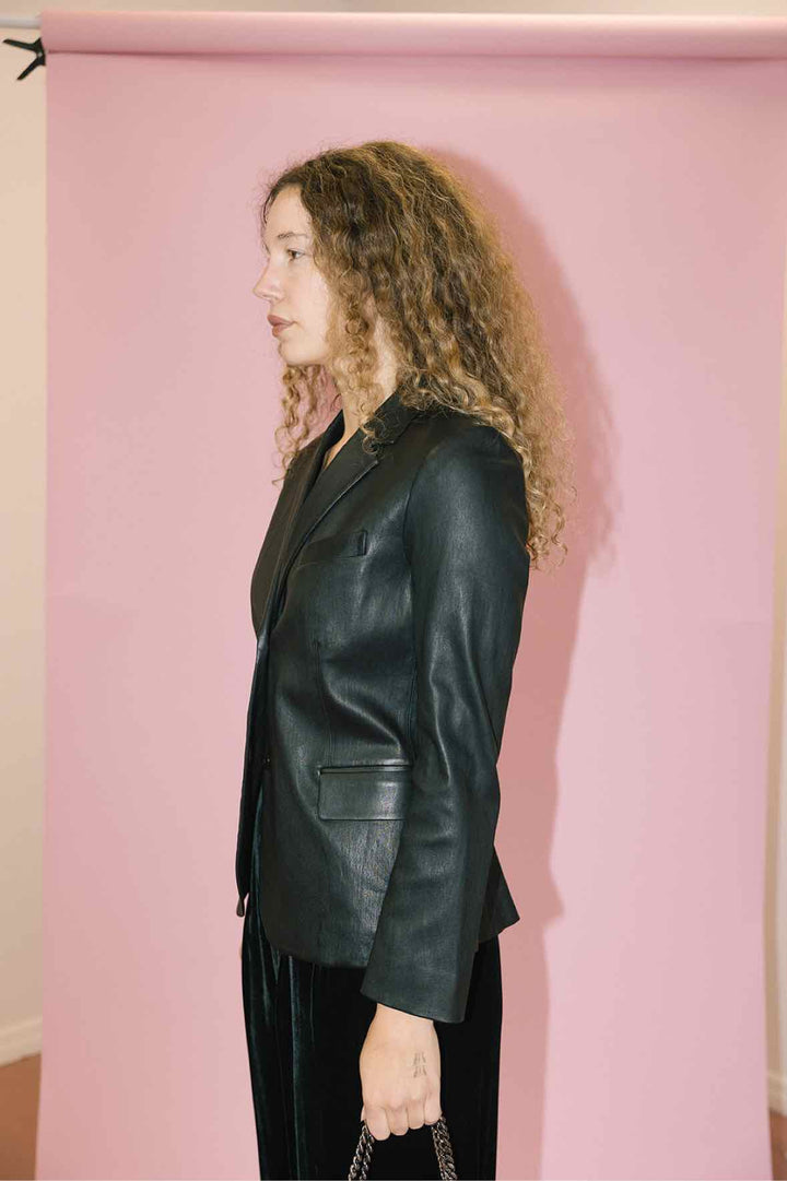 Theory Size 10 Black Leather Jacket