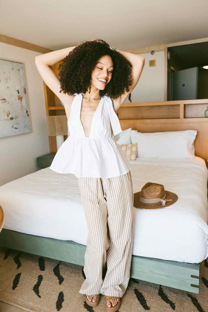 SPRWMN Size S Stripe Drawstring  Pants