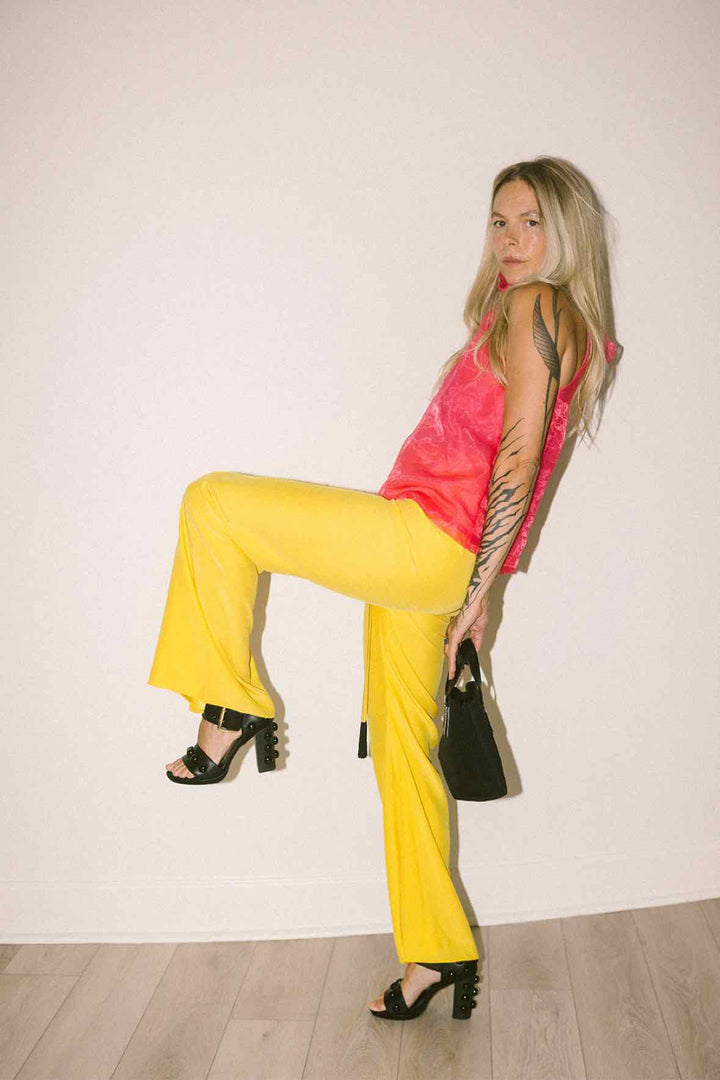 Linda Cunningham Custom Size S Yellow Silk Pants