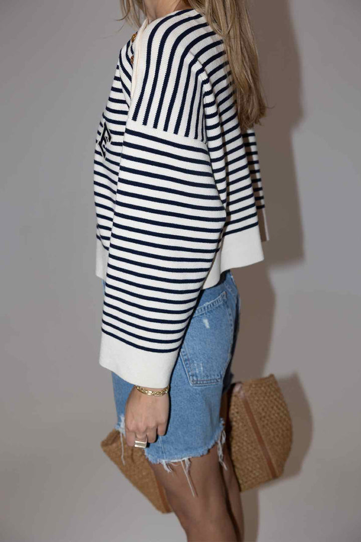 Celine Size M Striped Sweater w Wide Sleeves