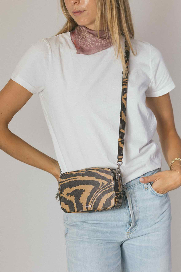 Ganni Size Brown Brown tiger Print Purse