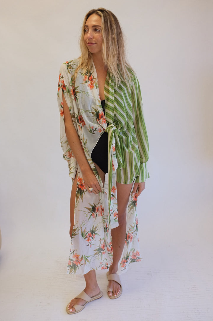 PatBo Size S Mix Print Sheer Wrap Coverup