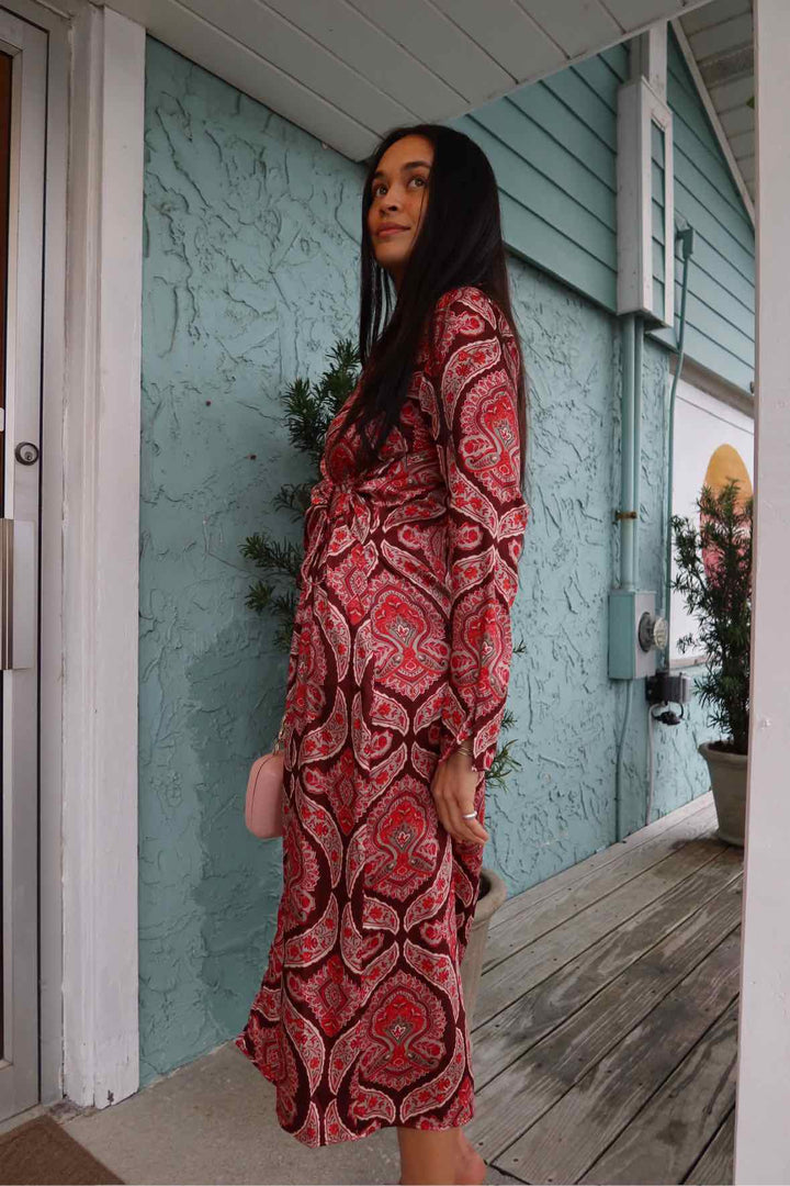 MNG Size M L/s Wrap Print Dress