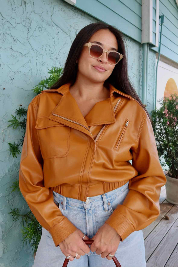 Simkhai Size M/L Brown Leather Jacket