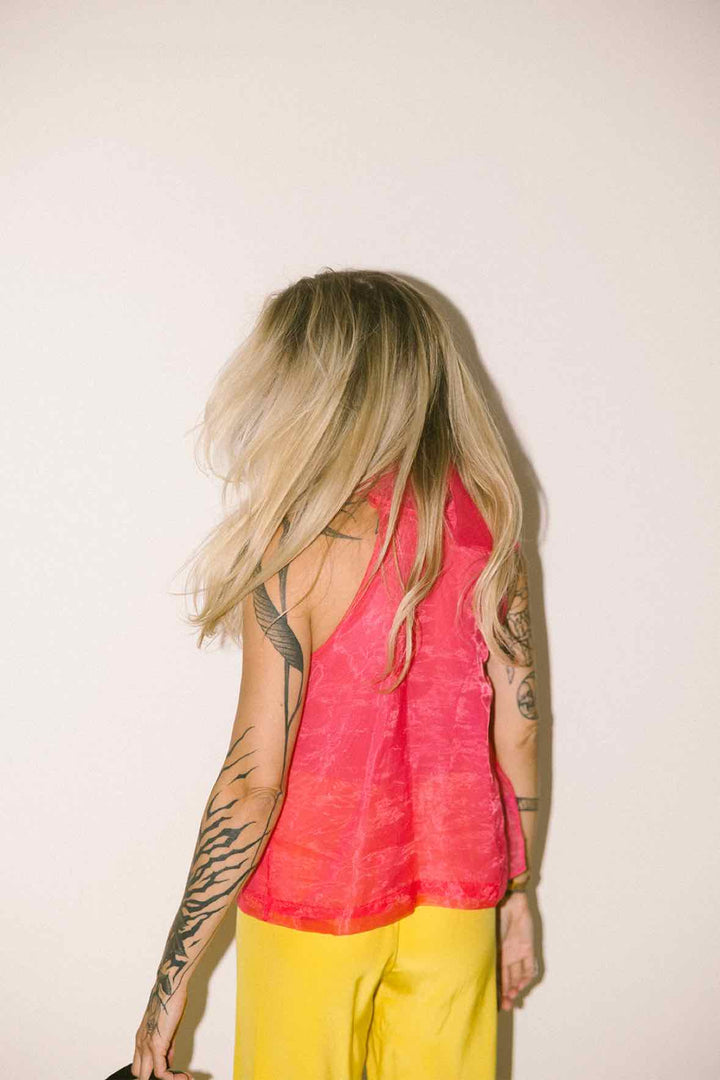 Zara Size Small Hot Pink Organza One Shoulder Top