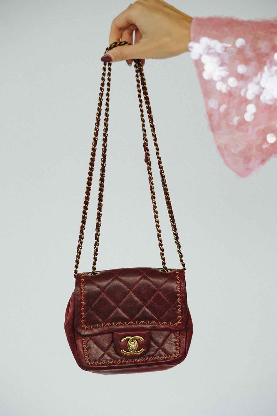 Chanel Size Small Burgundy Purse