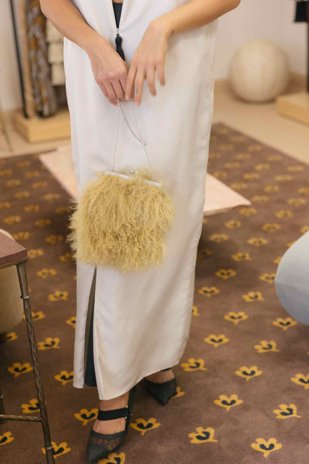 Marni Shearling Frame Clutch