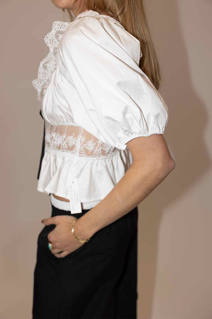 For Love and Lemons Size Small White Fluffy  Top