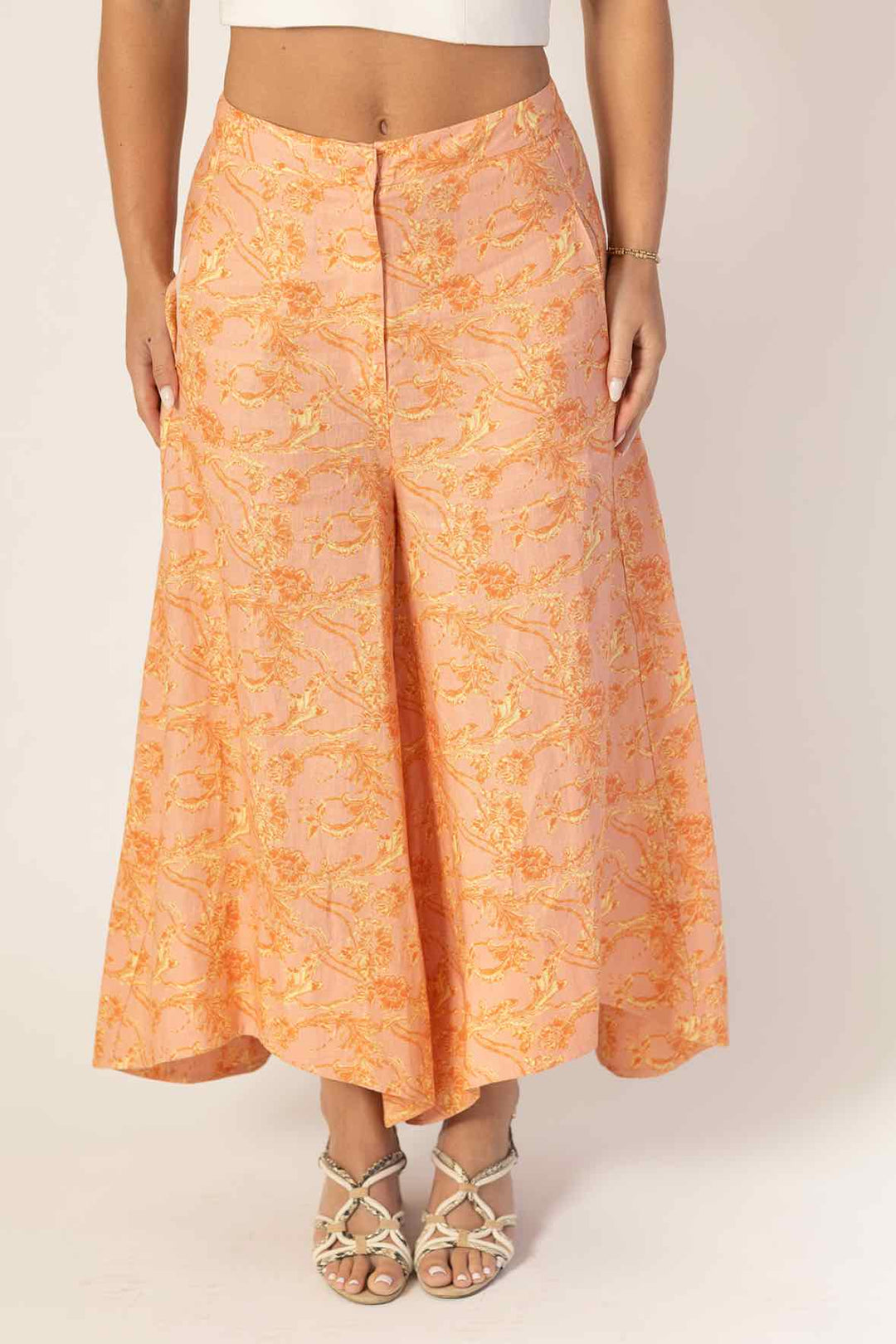 Amur Size 6 Linen Printed Wide Leg Pants