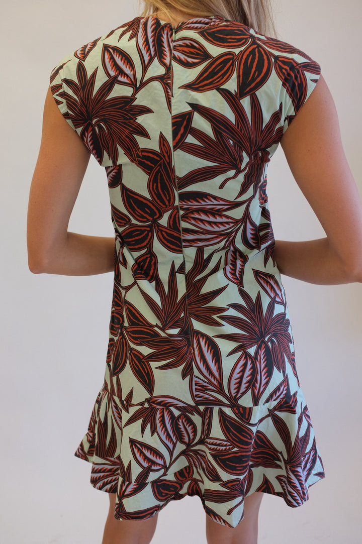 Etro Size 40 Aqua and Brown Print Mini Dress