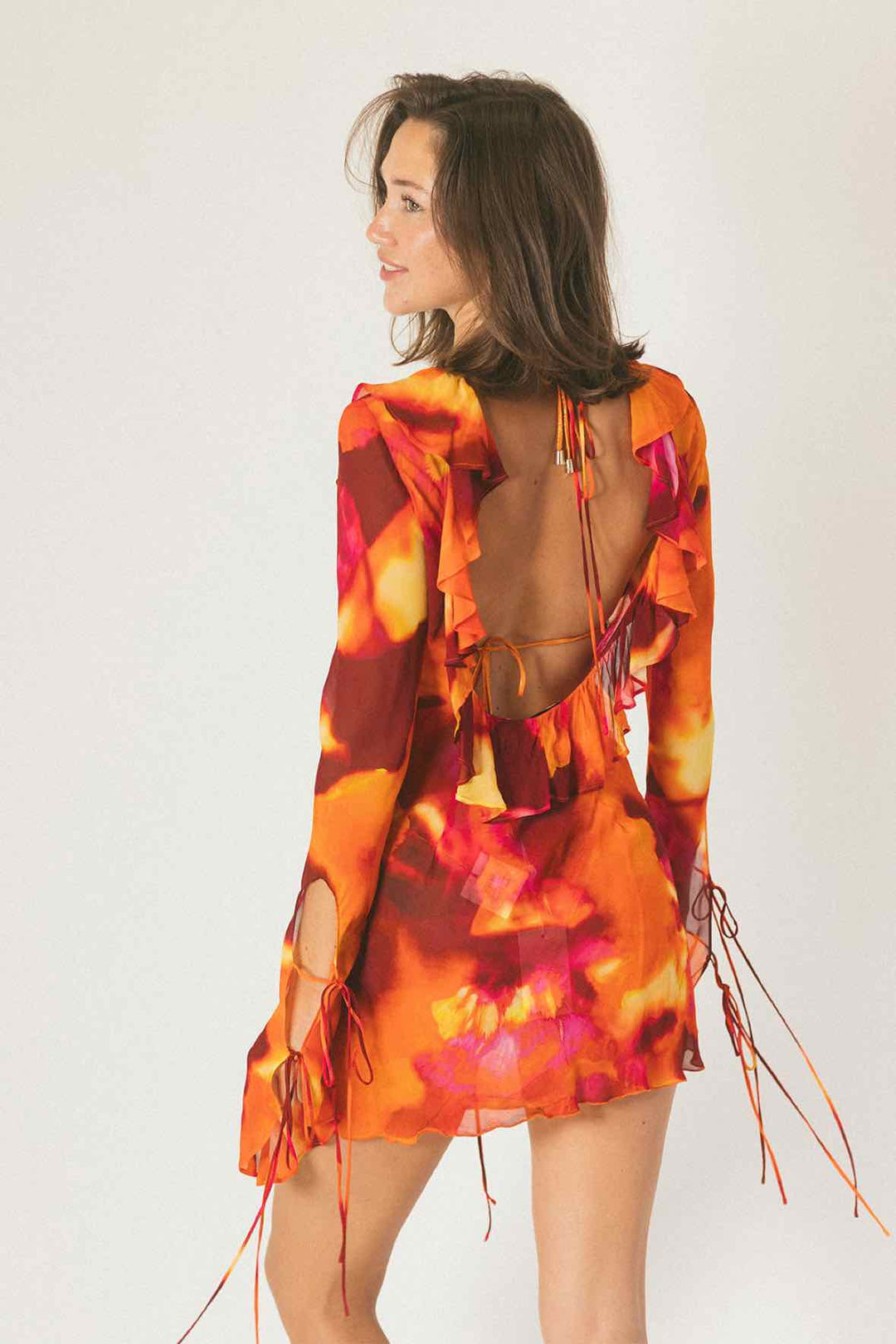 Rat & Boa Size S Chiffon L/s Mini Dress