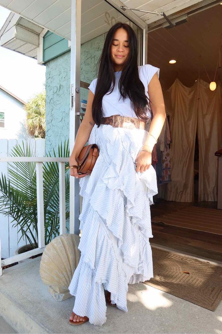 Free People Size XS Striped Blue and White Skirt